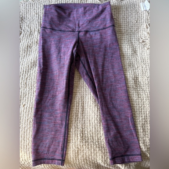 Lululemon Wunder Under Crop II (Roll Down) Space Dye Naval Blue Magenta - Picture 7 of 9